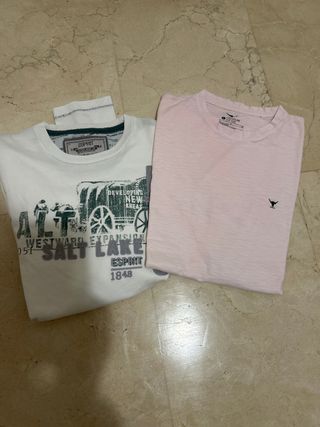 Camisetas Esprit Blancas y Rosas Talla M