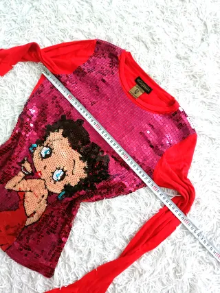 Maglietta Betty Boop paillettes manica lunga