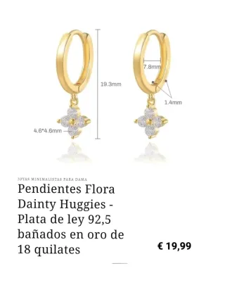 Pendientes Arito Plata-Baño Oro Moissanites.