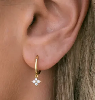 Pendientes Arito Plata-Baño Oro Moissanites.