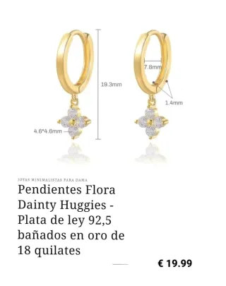 Pendientes Arito Plata-Baño Oro Moissanites.