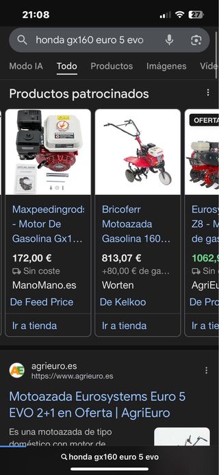 Maquinilla de arar Honda GX160