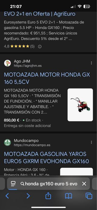Maquinilla de arar Honda GX160