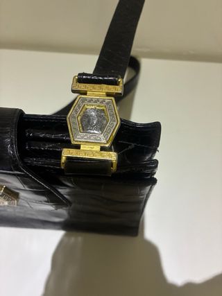 Borsa Gianni Versace Nera Coccodrillo