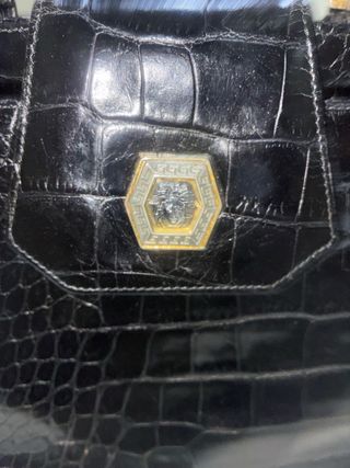 Borsa Gianni Versace Nera Coccodrillo