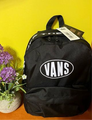 Mochila Vans Negra con Logo Blanco