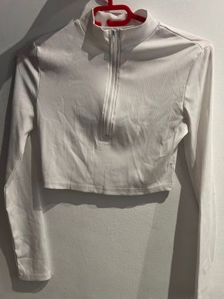 Top Shein manga larga cuello cremallera XS