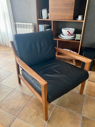 Pareja Sillones Cuero y Madera