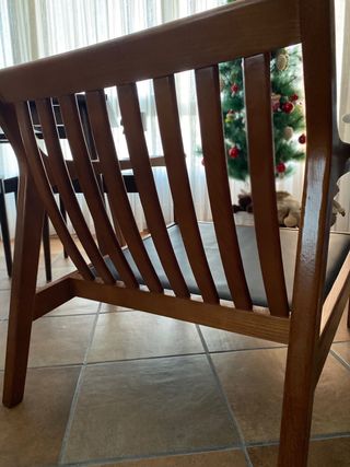 Pareja Sillones Cuero y Madera