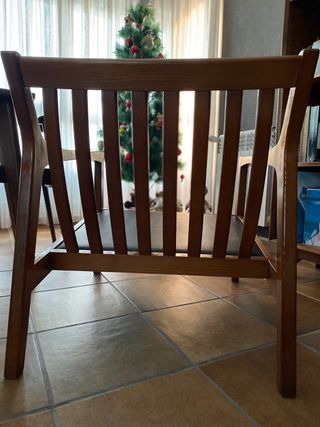 Pareja Sillones Cuero y Madera