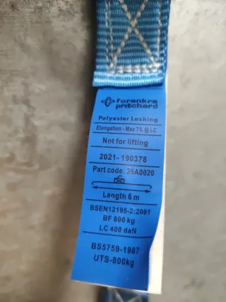 Correas de carraca 800 kg 6 metros