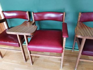 Butacas Vintage Academia Madera y Cuero