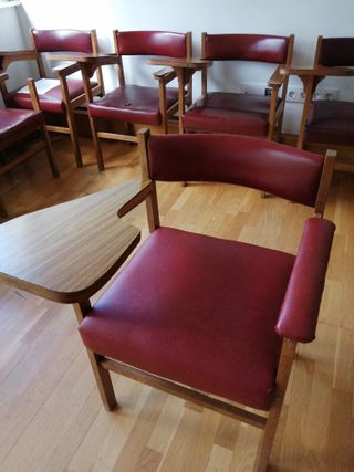 Butacas Vintage Academia Madera y Cuero