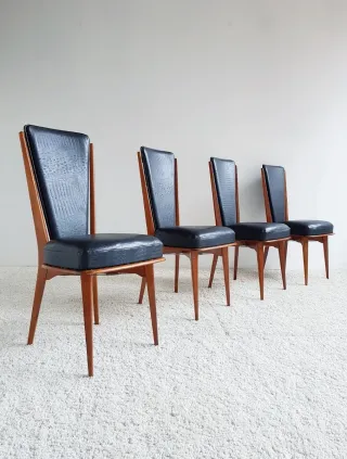 4 Sillas Mid Century. Francia 60s.