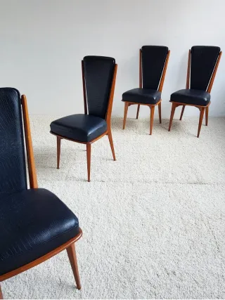 4 Sillas Mid Century. Francia 60s.