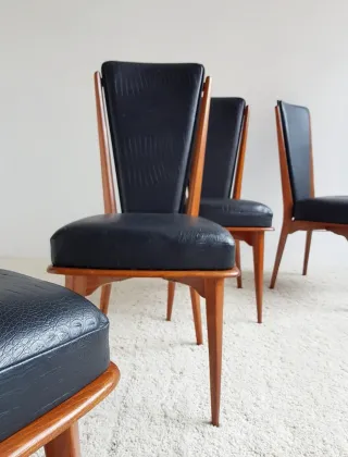 4 Sillas Mid Century. Francia 60s.