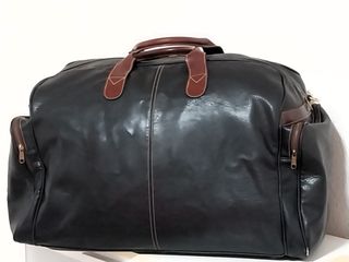 Bolso de piel grande Nobuck negro/marrón