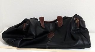 Bolso de piel grande Nobuck negro/marrón