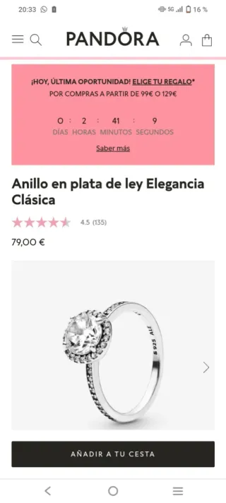 Anillo Pandora Plata Circonita