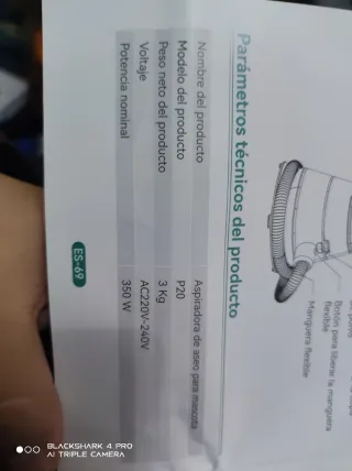 Aspiradora de aseo para mascotas P20S – como nueva