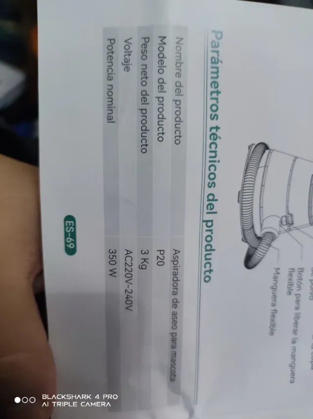 Aspiradora de aseo para mascotas P20S – como nueva