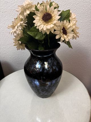 Jarrón Cerámica Negro y Azul