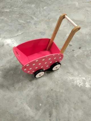 Carrito andador primeros pasos rosa lunares