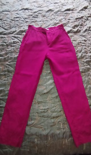 Pantalón rosa fucsia tergal.