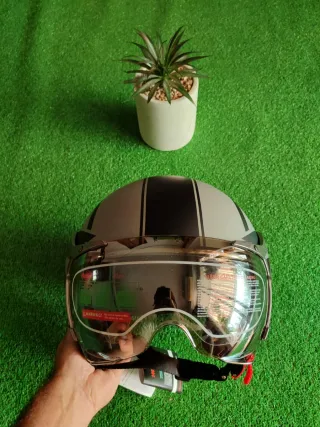 Casco Moto Jet Retro Talla M Gris Unisex