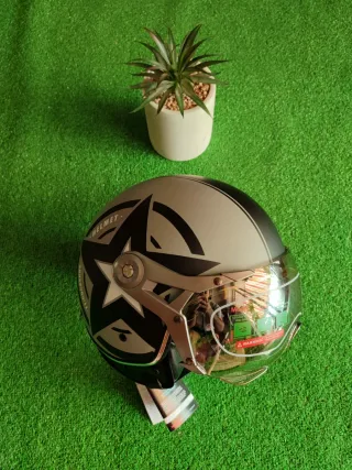 Casco Moto Jet Retro Talla M Gris Unisex