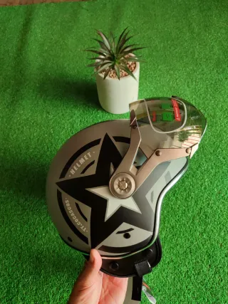 Casco Moto Jet Retro Talla M Gris Unisex