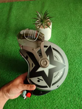 Casco Moto Jet Retro Talla M Gris Unisex