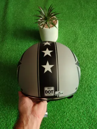 Casco Moto Jet Retro Talla M Gris Unisex