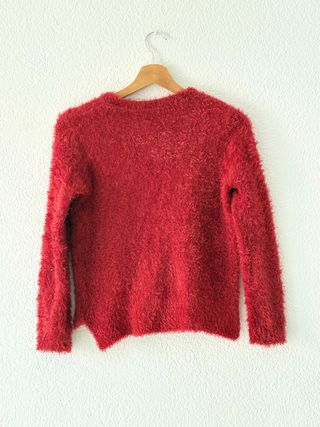 Jersey peludo rojo suave talla S/M