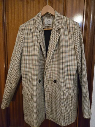 Americana cuadros marrón/beige