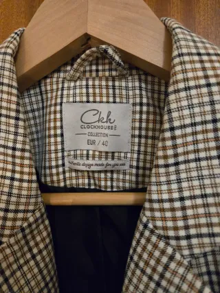 Americana cuadros marrón/beige