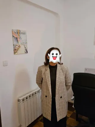 Americana cuadros marrón/beige