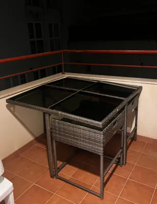 Mesa y 4 Sillas Exterior Ratán