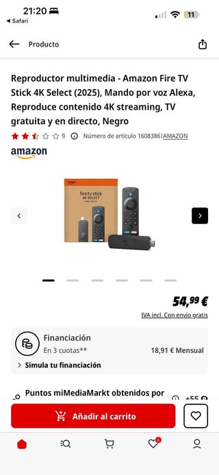 Fire TV Stick 4K Select  8GB Wi-Fi 5