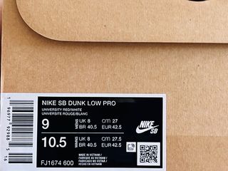 Nike SB Dunk Low Pro Rojo - Talla 42.5