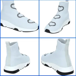 Sneakers bianche con cuori glitter n.37