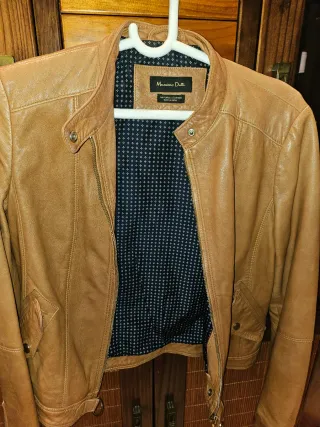 Chaqueta de cuero Massimo Dutti marrón