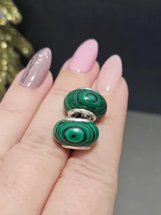 Charm Malaquita Natural Plata 925