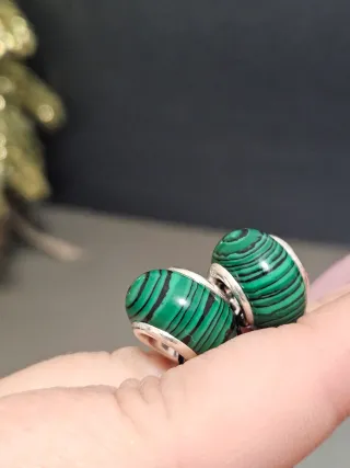 Charm Malaquita Natural Plata 925