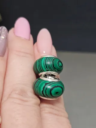 Charm Malaquita Natural Plata 925