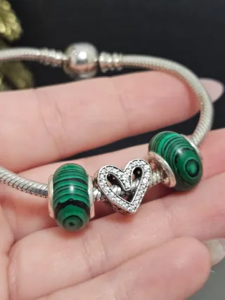 Charm Malaquita Natural Plata 925