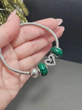 Charm Malaquita Natural Plata 925