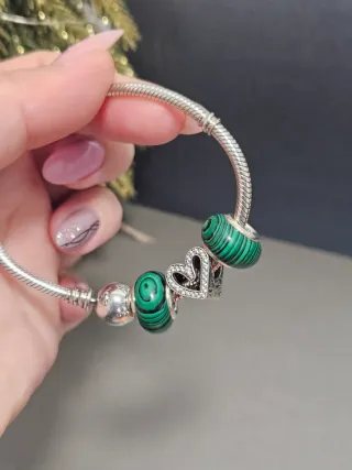 Charm Malaquita Natural Plata 925