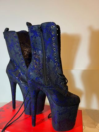 Botas Pole Dance Pleaser Negras/Azules