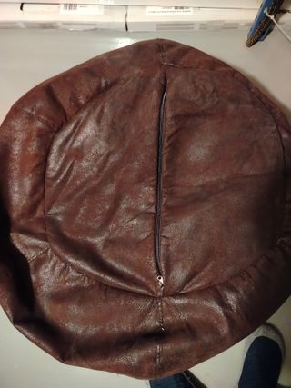 2 Puffs Efecto Cuero Marrón